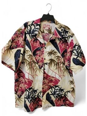 RJC Shirt Mens 3XL Black Aloha Hawaiian Tropical Palms Camp Made in Hawaii USA
